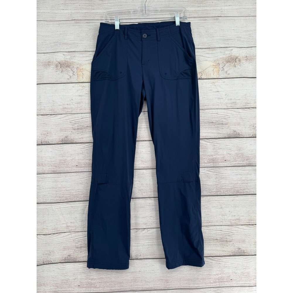 Columbia PFG Hiking Pants Womens 8 Navy Blue Straight Leg Nylon XK1373
